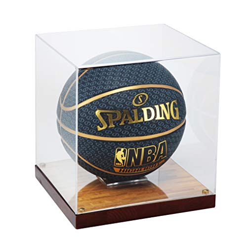 Jackcube Design - Basketball Display Case - Clear Storage for Balls, Acrylic Box for Memorabilia, Autograph Ball Standing Display MK342B, Size: 10.4W x 10.4H x 11.4H inches, Floor (Printing)-Type1