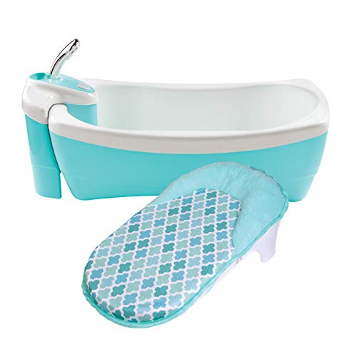 Summer Lil Luxuries Whirlpool Bubbling Spa & Shower (Blue) – Luxurious Baby Bathtub with Circulating Water Jets – Includes Deluxe Newborn Sling and Clean Rinse Spa/Shower Unit