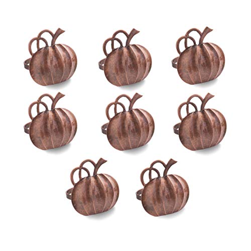 hatatit 8 Pieces Fall Pumpkin Napkin Rings Thanksgiving Vintage Napkin Ring Holders Halloween Pumpkin Dinner Tables Rings for Dinner Parties Weddings Family Gatherings Table Decoration