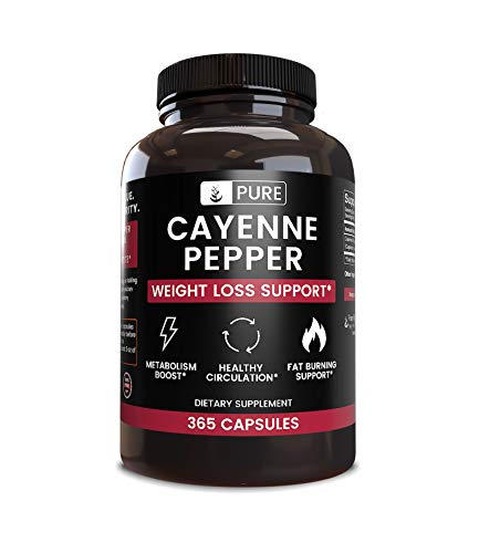 100% Pure Cayenne Pepper, 4 Month Supply, 365 Capsules, No Magnesium or Rice Filler, 40000 SHU, Non-GMO, Gluten-Free, Made in USA, No Additives