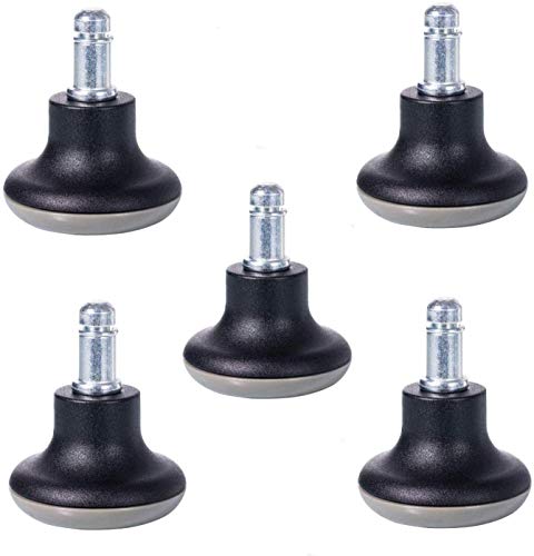 AAGUT 5pcs Stool Low Profile Bell Glides, Soft Rubber Replacement Office Chair 7/16'x7/8' Fixed Stationary Stem Castors with Nylon Bottom