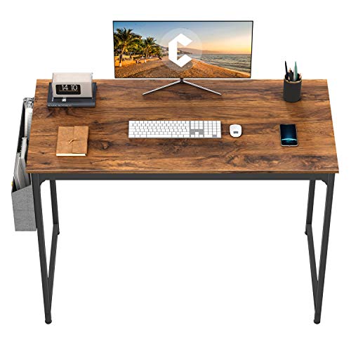 CubiCubi Computer Desk 47' Study Writing Table for Home Office, Industrial Simple Style PC Desk, Black Metal Frame, Dark Rustic…