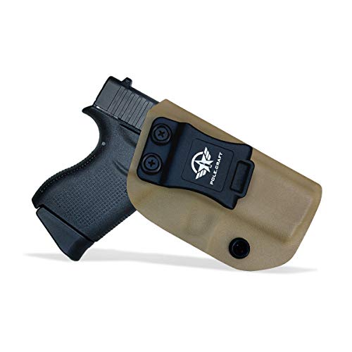 PoLe.Craft IWB Kydex Holster for Glock 43 / Glock 43X Pistol Concealed Carry - Glock 43 Holster IWB - Glock 43X Holster - Inside Waistband Carry Concealed Holster Glock 43 IWB Kydex (Tan, Right Hand)