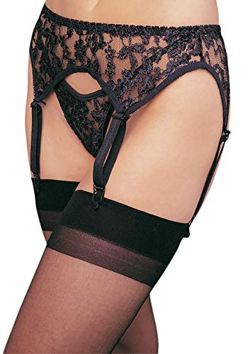 Leg Avenue womens Lace Garter Belt and Thong lingerie sets, Black, One Size US