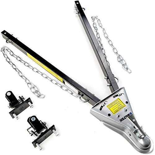 Biltek Adjustable Universal Tow Bar with 2X Safety Chains for 2' Trailer Ball Hitch - 5000 lbs Towing Capacity