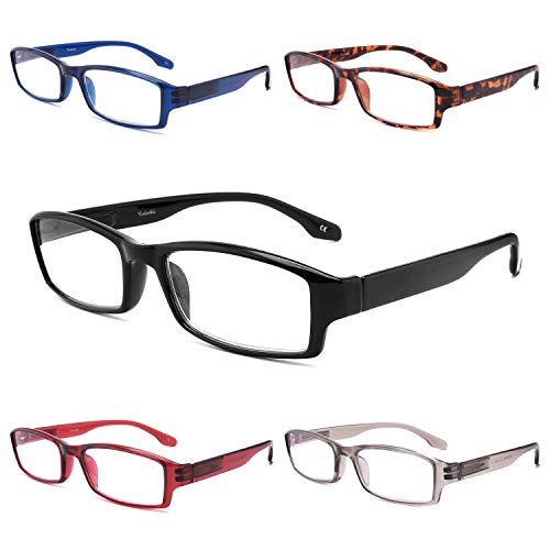 Yuluki Blue Light Blocking Reading Glasses 5 Pack Quality Spring Hinges Eyeglasses UV400 Lens Protection