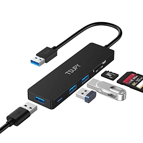 USB 3.0 Hub TSUPY Multi USB HUB, 5 in 1 USB Data Hub with SD/TF Card Reader & 3 USB 3.0 Ports Compatible for PC, Laptops,MacBook,Printer and Other USB Devices