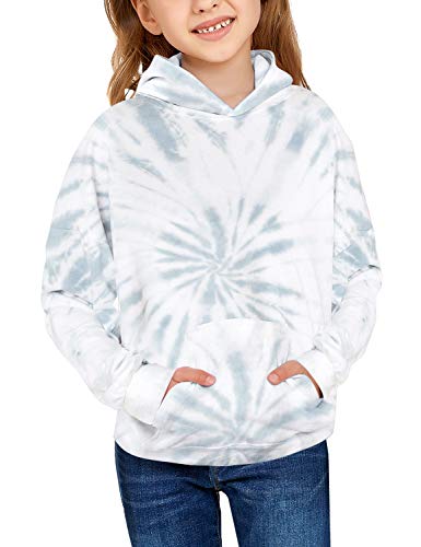 GRAPENT Girls Casual Tie Dye Print Active Hoodie Long Sleeve Sweatshirts Pocket Pullover Tops Size X-Large 10-11 Years