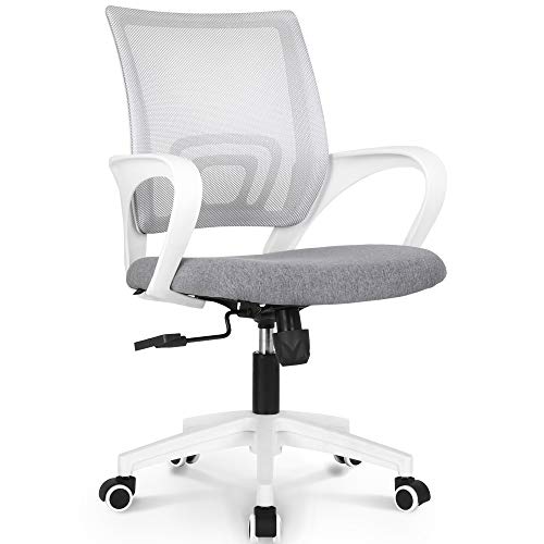 NEO CHAIR Office Chair Computer Desk Chair Gaming - Ergonomic Mid Back Cushion Lumbar Support with Wheels Comfortable Blue Mesh Racing Seat Adjustable Swivel Rolling Home Executive, Grey