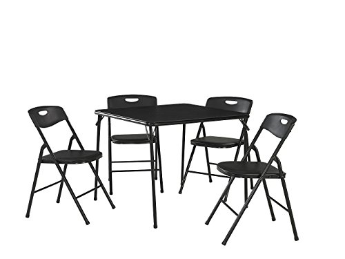 Cosco 5-Piece Folding Table and Chair Set, Black