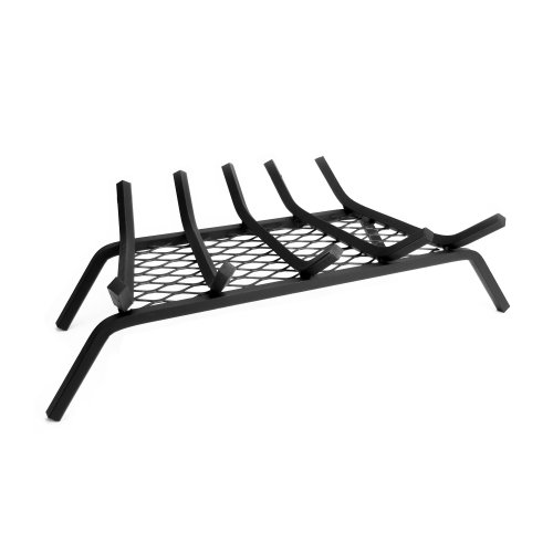 Pleasant Hearth - 1/2' Solid Steel Fireplace Grates With Ember Retainer, Black, 24-Inch