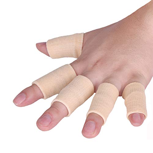 Luniquz Finger Sleeves, Thumb Splint Brace for Finger Support, Relieve Pain for Arthritis,Triggger Finger, Compression Aid for Sports, Beige