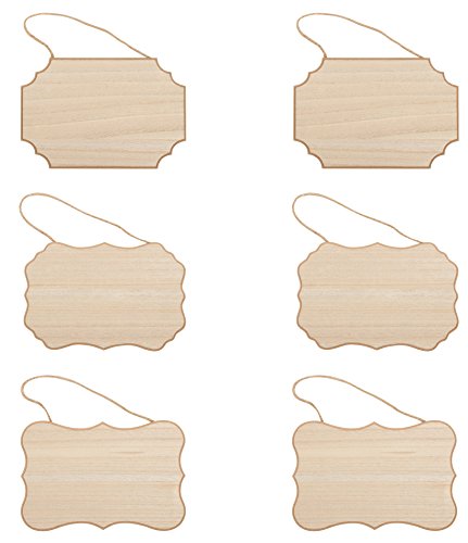 Juvale Unfinished Hanging Wood Sign (9 x 6 x 0.25 in, 6-Pack)