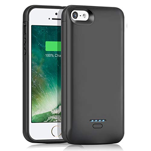 AEDLYK Battery Case for iPhone 5 5S SE 4000mAh Slim Charger Case Rechargeable Portable Case Extended Battery Charging Case Protective Backup Power Case （Black ）
