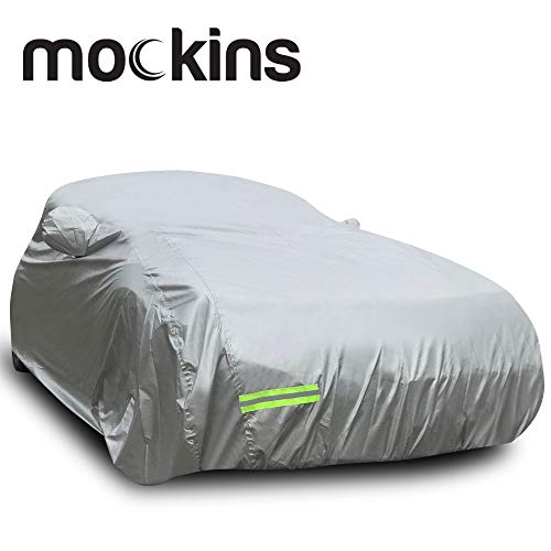 Mockins 190' x 75' x 60' Heavy Duty 190T Silver Polyester Car Cover - The All Weather Car Cover is Breathable & Waterproof and Will Protect Your Vehicle from All Elements