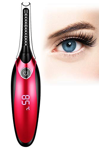 Electric Eyelash Curler, JDO Heated Eyelash Curler 2020 NEWEST Mini USB Eye Lash Curling Clip with LED Display 4 Temperature Gears Quick Heating Natural Long-lasting Eye Beauty Makeup Tools