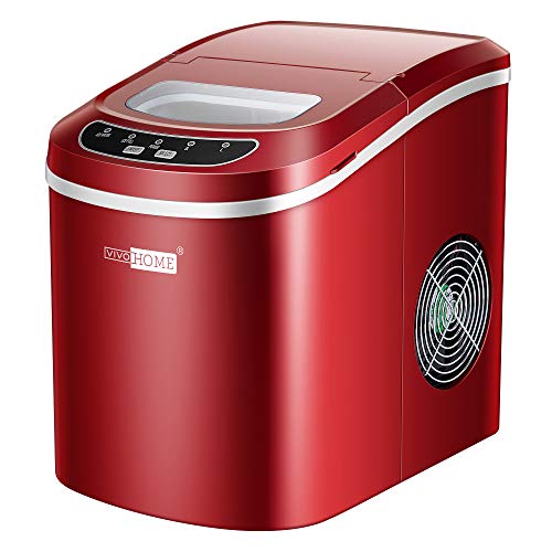 VIVOHOME Electric Portable Compact Countertop Automatic Ice Cube Maker Machine 26lbs/day Red ETL Listed