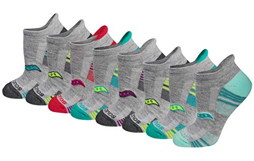 Saucony Women's Performance Heel Tab Athletic Socks (8 & 16, Grey Assorted (8 Pairs), Shoe Size: 5-10