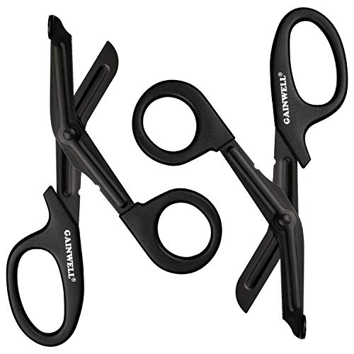 Stainless Steel Medical Bandage Scissors,First Aid Black EMT Trauma Shears Premium Quality 7 1/4' with Non-Stick Blades 2-Pack for Nurses,EMS,Doctors,Home,Medical Students,Emergency Room