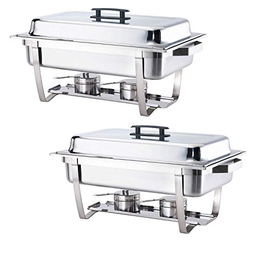 ALPHA LIVING 2 Pack 8QT Chafing Dish High Grade Stainless Steel Chafer Complete Set, One Pack, white