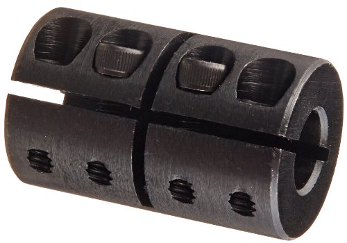 Climax Part ISCC-037-037 Mild Steel, Black Oxide Plating Clamping Coupling, 3/8 inch X 3/8 inch bore, 7/8 inch OD, 1 3/8 inch Length, 6-32 x 3/8 Clamp Screw