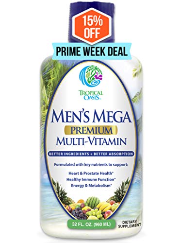 Men's Mega Premium Liquid Multivitamin w/CoQ10, Paba + 100 Additional Vitamins, Minerals, Amino Acids to Support Muscle, Heart & Brain Functions* Max Absorption! - 32 Serv, 32oz