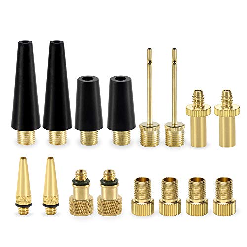 YASI Bicycle Presta Schrader Valve Adaptor, 16PCS Brass Bike Pump Adapters, Ball Pump Needle, Balloon Inflatable Toys Nozzle Inflator Adapter, Air Pump Accessories for Standard Pump or Air Compressor