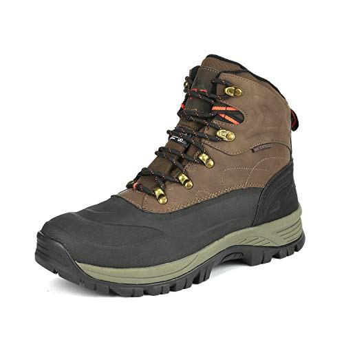 NORTIV 8 Men's A0014 Brown Black Insulated Waterproof Construction Hiking Winter Snow Boots Size 11 M US