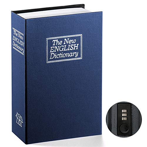 Book Safe with Combination Lock - Jssmst Home Dictionary Diversion Metal Safe Lock Box 2017, SM-BS0406L, navy large