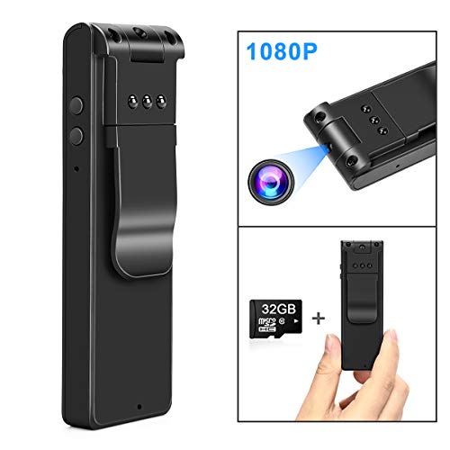 Body Camera HD 1080P-Wearable Small and Mini Camera-Night Vision Portable Cop Pocket Cam-Cop Pocket Cam Convert Video Recorder-One Key Fast Record Police Body Cameras for Home/Office(with 32G Card)