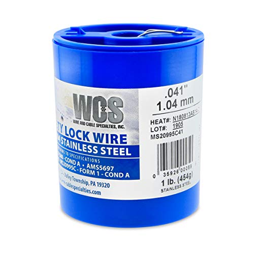 Wire and Cable Specialties MC0410-1#D .041' Safety Lockwire (MS20995C41 1.04 mm, 1 lb 0.45 kg Disp, appx 221 ft 30 m)