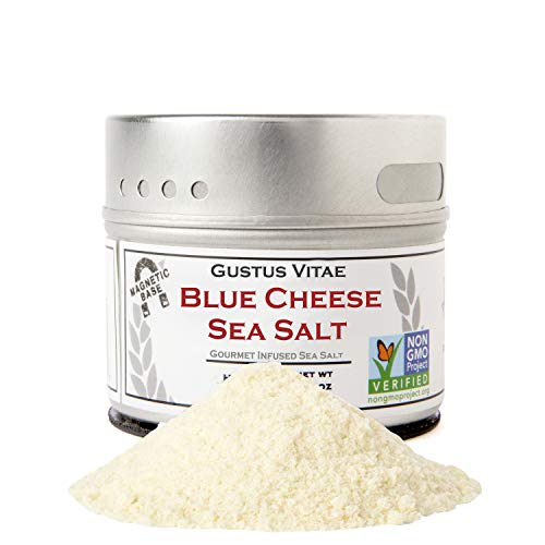 Blue Cheese Sea Salt - Gourmet Infused Sea Salt - Craft Seasoning - Non GMO Verified - Magnetic Tin - Gourmet Seasoning - 2.7oz - Crafted in Small Batches by Gustus Vitae - #16