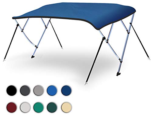 Naviskin Pacific Blue 4 Bow 8'L x 54' H x 91'-96' W Bimini Top Cover Includes Mounting Hardwares,Storage Boot with 1 Inch Aluminum Frame