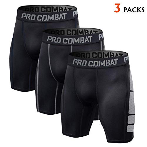 Men's Compression Shorts 3 Packs Soft Cool Dry Sports Tights Shorts for Running,Workout,Training