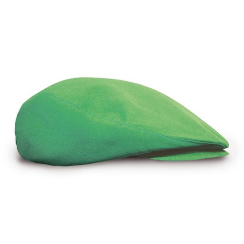 Flat Newsboy Traditional Golf Cap: 'Par 3' - Mens - Solid - Lime - Microfiber