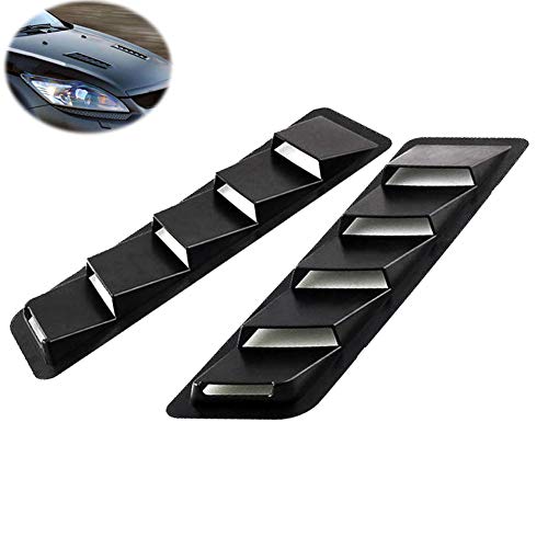 Car Hood Vent Scoop Kit Universal Cold Air Flow Intake Fitment Louvers Cooling Intakes Auto Hoods Vents Bonnet Cover (Black)