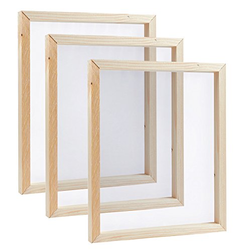 Screen Printing Frame, Mesh with Natural Wood (10 x 12 x 0.7 in, 3 Pack)