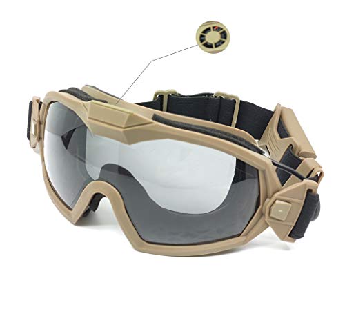 PAIRSOFTWIN Airsoft Tactical Goggles with Fan Anti Fog Cooler with 2 Interchangeable Lens for Paintball Cycling Ski Snowboard Shooting Hunting (Khaki)