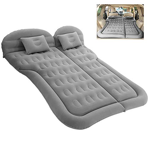 SAYGOGO SUV Air Mattress Camping Bed Cushion Pillow - Inflatable Thickened Car Air Bed with Electric Air Pump Flocking Surface Portable Sleeping Pad for Travel Camping Upgraded Version - Gray