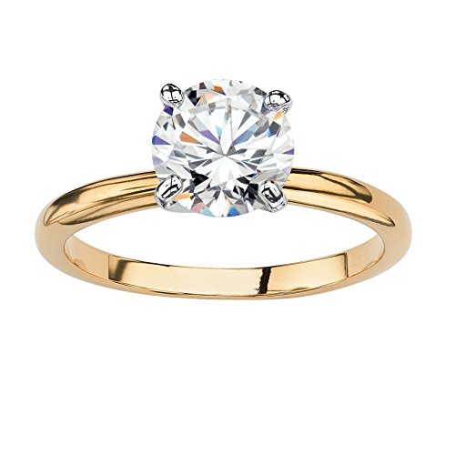 Palm Beach Jewelry 18K Yellow Gold Plated Round Cubic Zirconia Solitaire Engagement Ring Size 7
