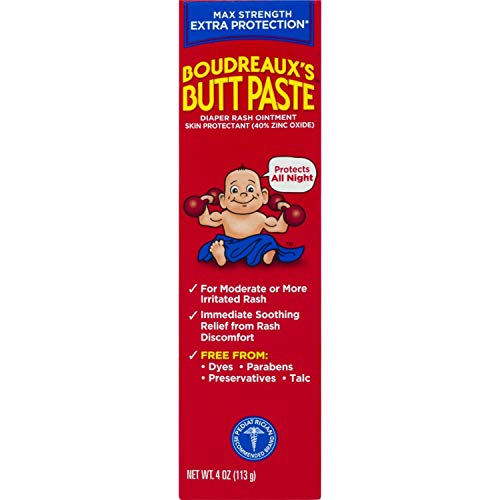Boudreaux's Butt Paste Diaper Rash Ointment | Maximum Strength | 4 Ounce (Pack of 1) Tube | Paraben & Preservative Free