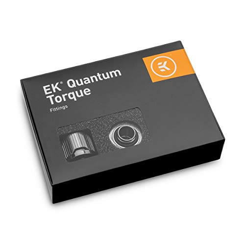 EKWB EK-Quantum Torque STC-12/16 Compression Fitting for Soft Tubing, 12/16mm (7/16' ID, 5/8' OD), Nickel, 6-Pack