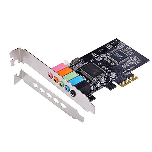 Optimal Shop PCIe Sound Card for PC Windows 10,5.1 Internal Sound Card with Low Profile Bracket, 3D Stereo PCI-e Audio Card,CMI8738 Chip 32/64 Bit for Windows XP / 7/8