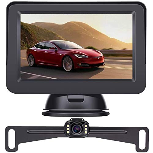 LeeKooLuu 2020 HD Backup Camera and Monitor Kit OEM Driving Hitch Rear/Front View Observation System for Cars,Trucks,Vans,Campers Waterproof Super Night Vision DIY Grid Line