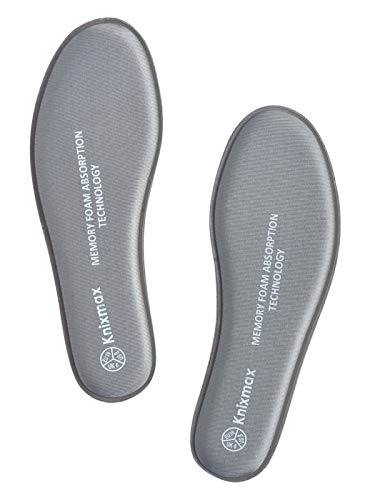 Knixmax Memory Foam Shoe Insoles for Women, Replacement Shoe Inserts for Sneakers Loafers Slippers Sport Shoes Work Boots, Comfort Cushioning Innersoles Shoe Liners Grey US 9/EU 40