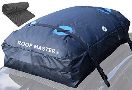 P.I. AUTO STORE ROOFMASTER Rooftop Cargo Carrier for All Cars & Automobiles with or Without Roof Rack. Unique Waterproof Design - 16 Cu ft Roof Bag. Includes Roof Top Mat