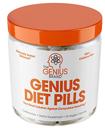 Genius Diet Pills – The Smart Appetite Suppressant That Works Fast for Safe Weight Loss, Natural 5-Htp & Saffron Supplement Proven for Women & Men – Cortisol Manger + Thyroid Support, 50 Veggie Caps