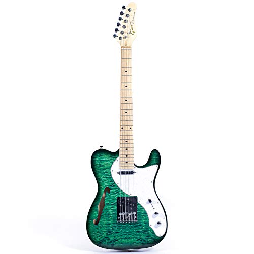 Grote Electric Guitar Semi-Hollow Body Single F-Hole (Green)