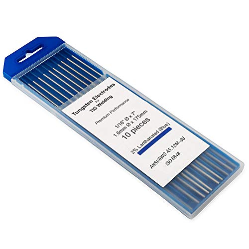 KINGQ TIG Welding Tungsten Electrodes 2% Lanthanated 1/16” x 7” (Blue, WL20) 10-Pack