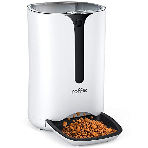 Automatic Cat Feeder, Roffie Dog Food Dispenser for Small Pets with Distribution Alarms, Portion Control, Voice Recorder and Programmable Timer for up to 4 Meals per Day